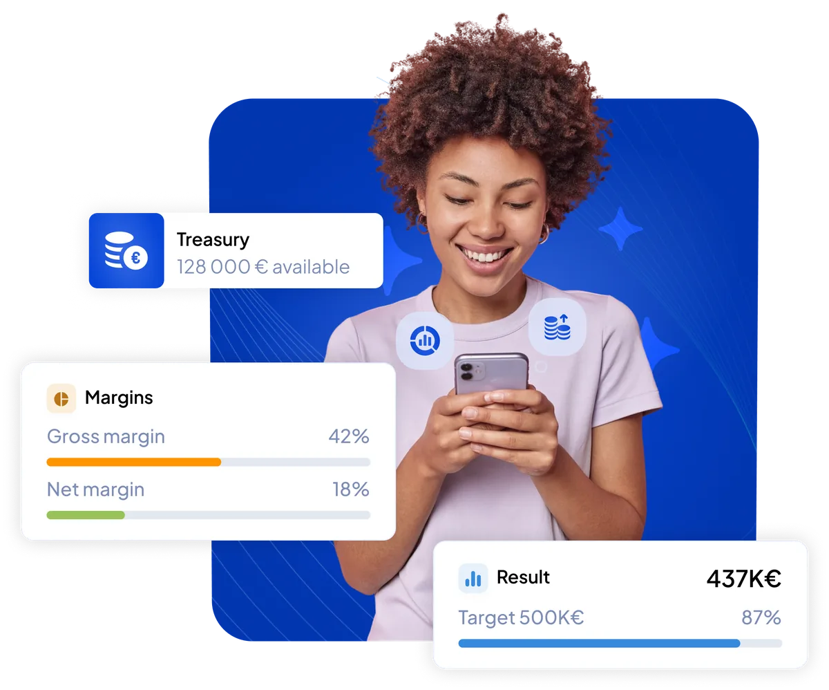 Track your key indicators with Dirigeoo: cash, margins and results